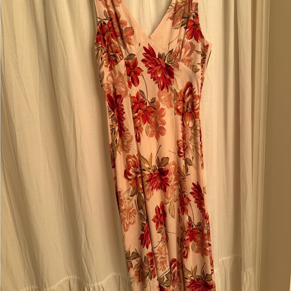 Floral Maxi Dress - Red and Blush
